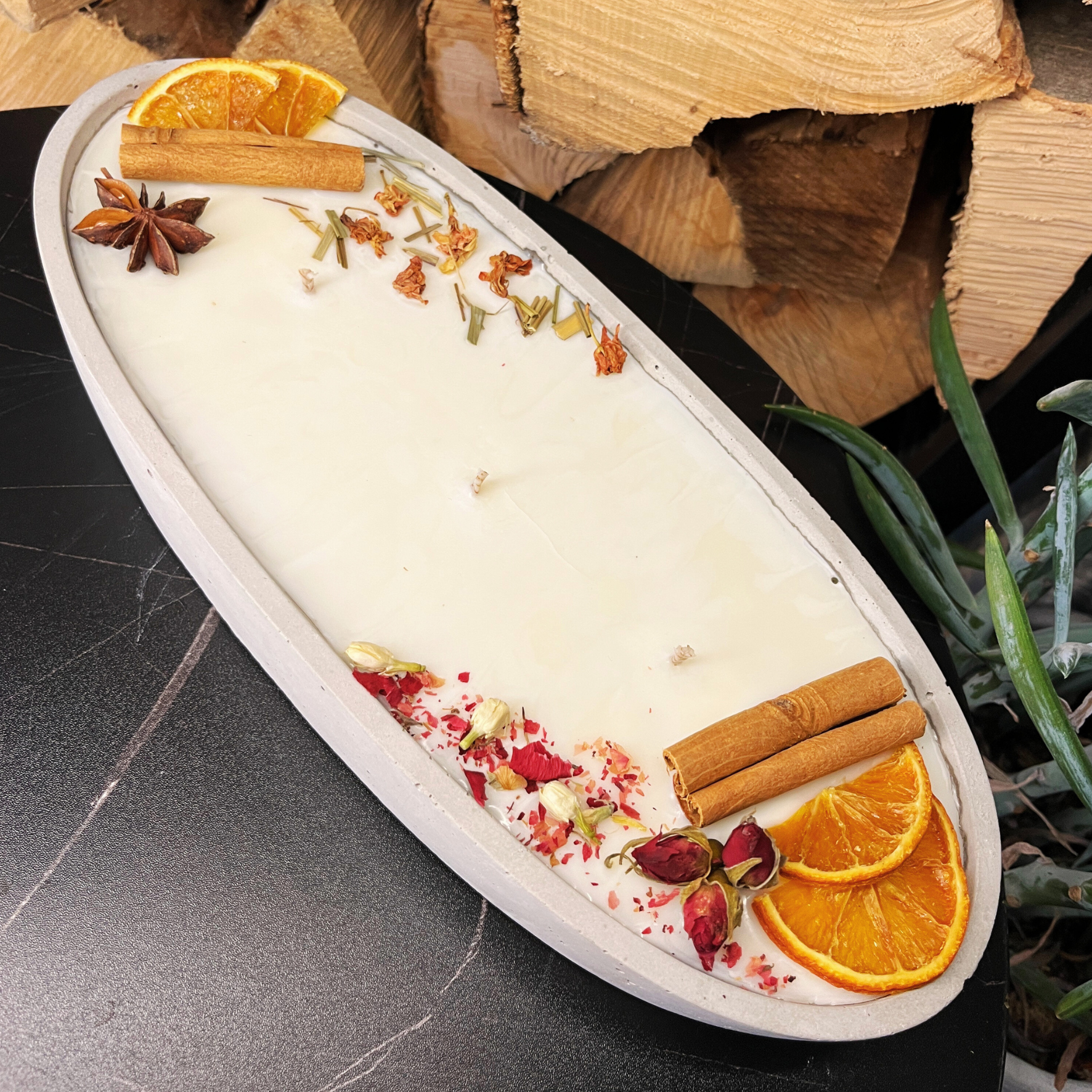 Handgemachte Betonduftkerze "Grey-Ship" Bio Sojawachs mit Vanilla Toffee Duft. Beton Deko Interior Design 