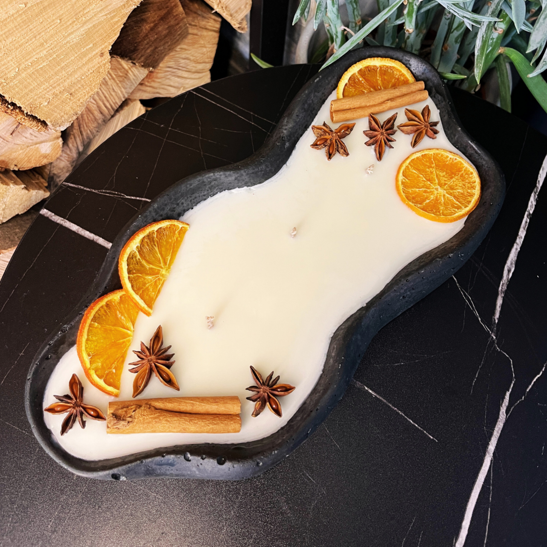 Handgemachte Betonduftkerze "Wave: Grey or Black" Bio Sojawachs mit Vanilla Toffee Duft - Betondekoration - Betonaccessoires oder Betondeko für Zuhause 