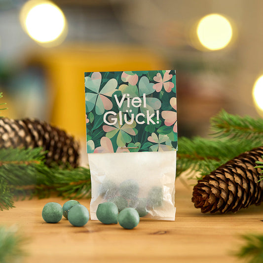 10x5 Blumenmurmeln im Tütchen "Viel Glück" 