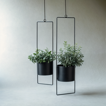 Hängetopf Blumentopf Metall schwarz indoor outdoor Balkon Fenster Blumenampel 2er set 