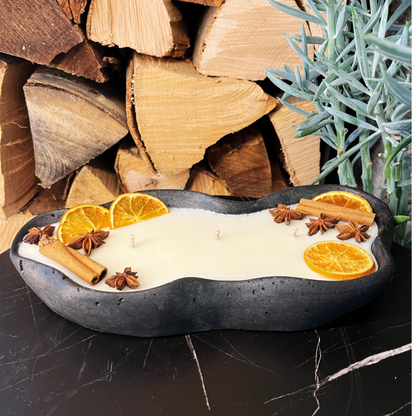 Handgemachte Betonduftkerze "Wave: Grey or Black" Bio Sojawachs mit Vanilla Toffee Duft - Betondekoration - Betonaccessoires oder Betondeko für Zuhause 