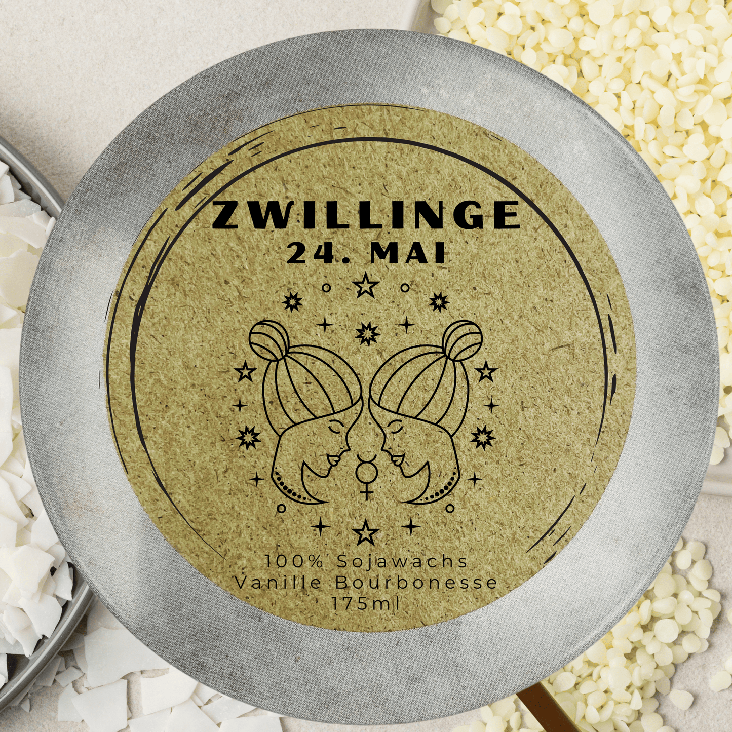 Sternzeichen Zwillinge Duftkerze - Handgemachte Sojawachs-Kerze - Personalisiertes Astrologie-Geschenk 