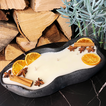 Handgemachte Betonduftkerze "Wave: Grey or Black" Bio Sojawachs mit Vanilla Toffee Duft - Betondekoration - Betonaccessoires oder Betondeko für Zuhause 