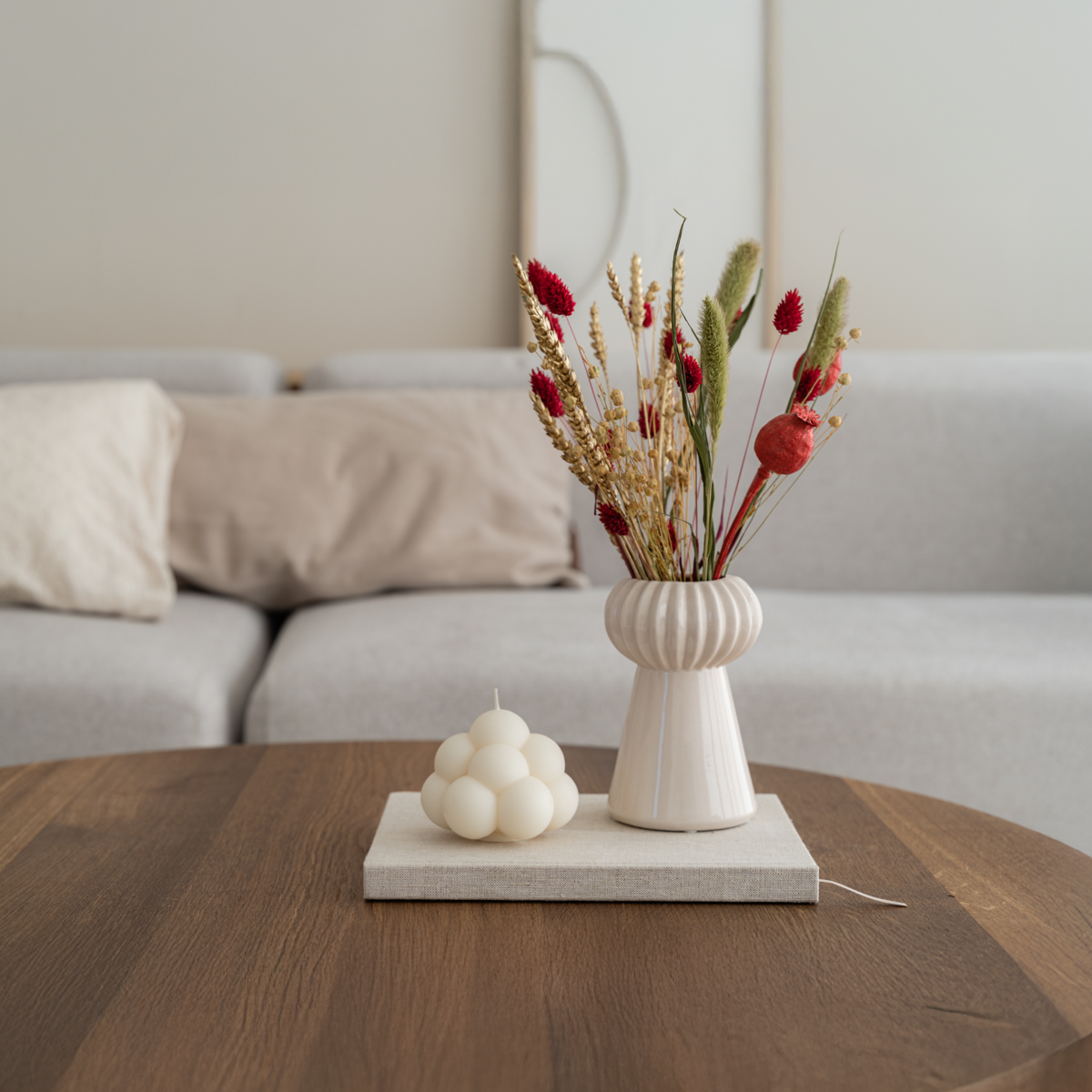 Dried Flowers Winterlicher Glamour-Blütenstrauß - Trockenblumen - Höhe 35 Cm 