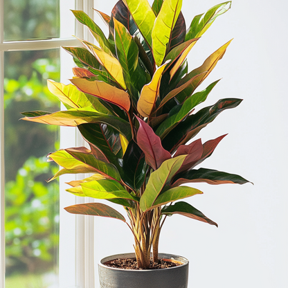 Other Green Houseplants Kroton - Codiaeum Variegatum 'Mrs. Iceton' - Höhe 140-150Cm - ⌀31Cm 