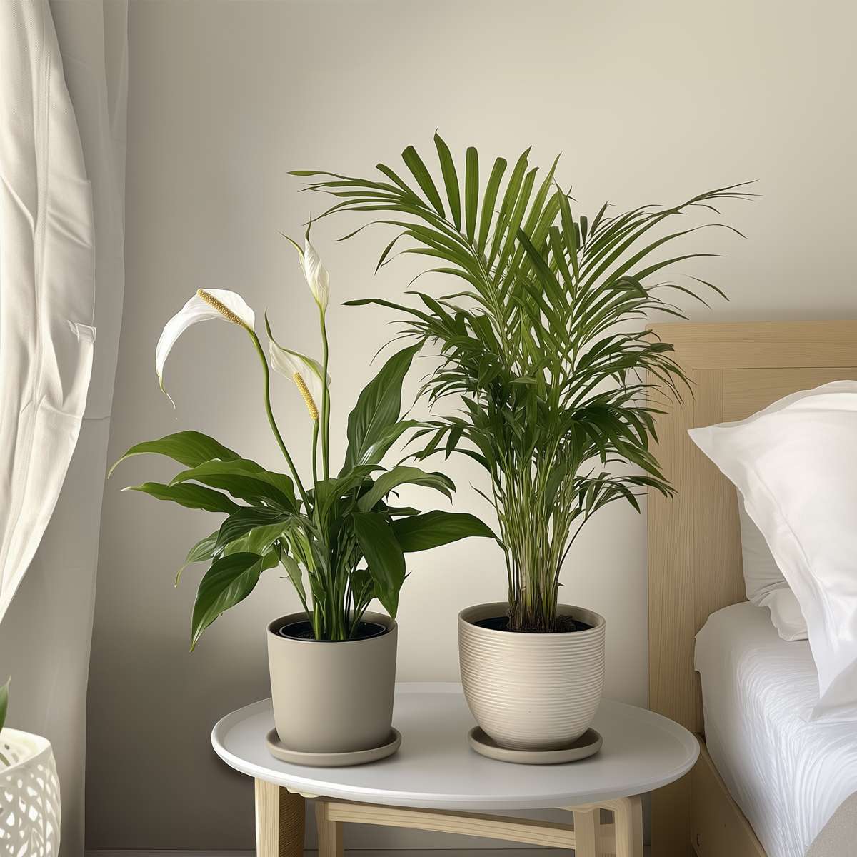 Indoor Palms Lufreinigende Pflanzen - 2 Stk - Spathiphyllum, Dypsis - Höhe 60-75Cm - ⌀17Cm 