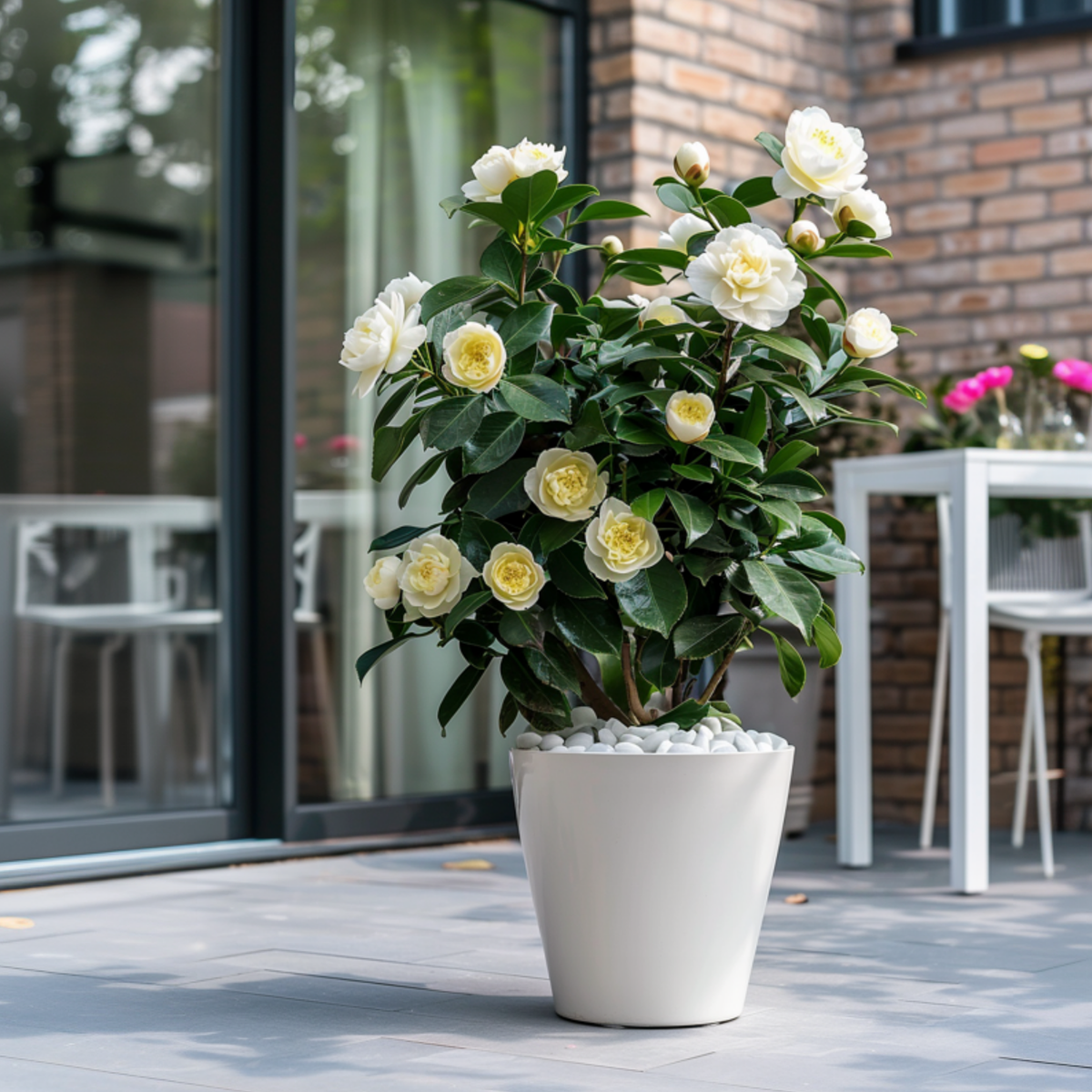 Roses Japanische Rose - 2 Stk - Camellia Japonica 'Brush Field' - Höhe 50-60Cm - ⌀15Cm 