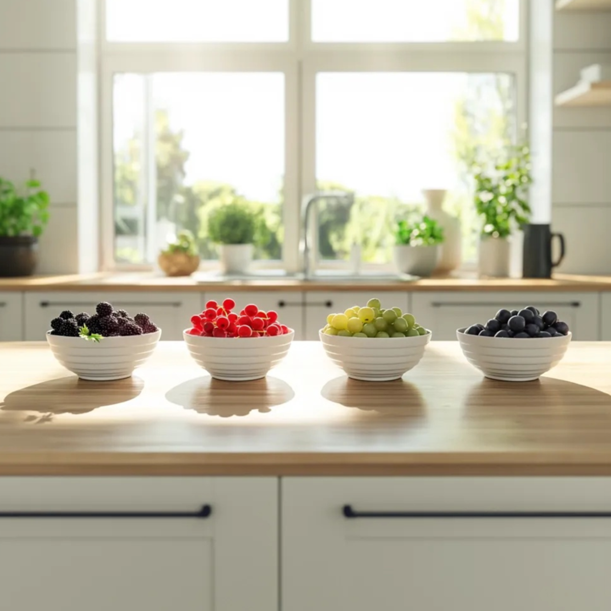 Fruit Trees Beerenpflanzen - 4 Stk - Rubus, Rubrum, Uva, Fructosus - Höhe 25-40Cm - ⌀9Cm 