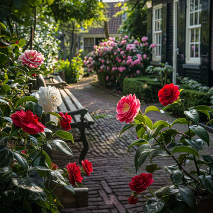 Roses Japanische Rose - 3 Stk - Camellia Japonica - Höhe 25-40Cm - ⌀9Cm 