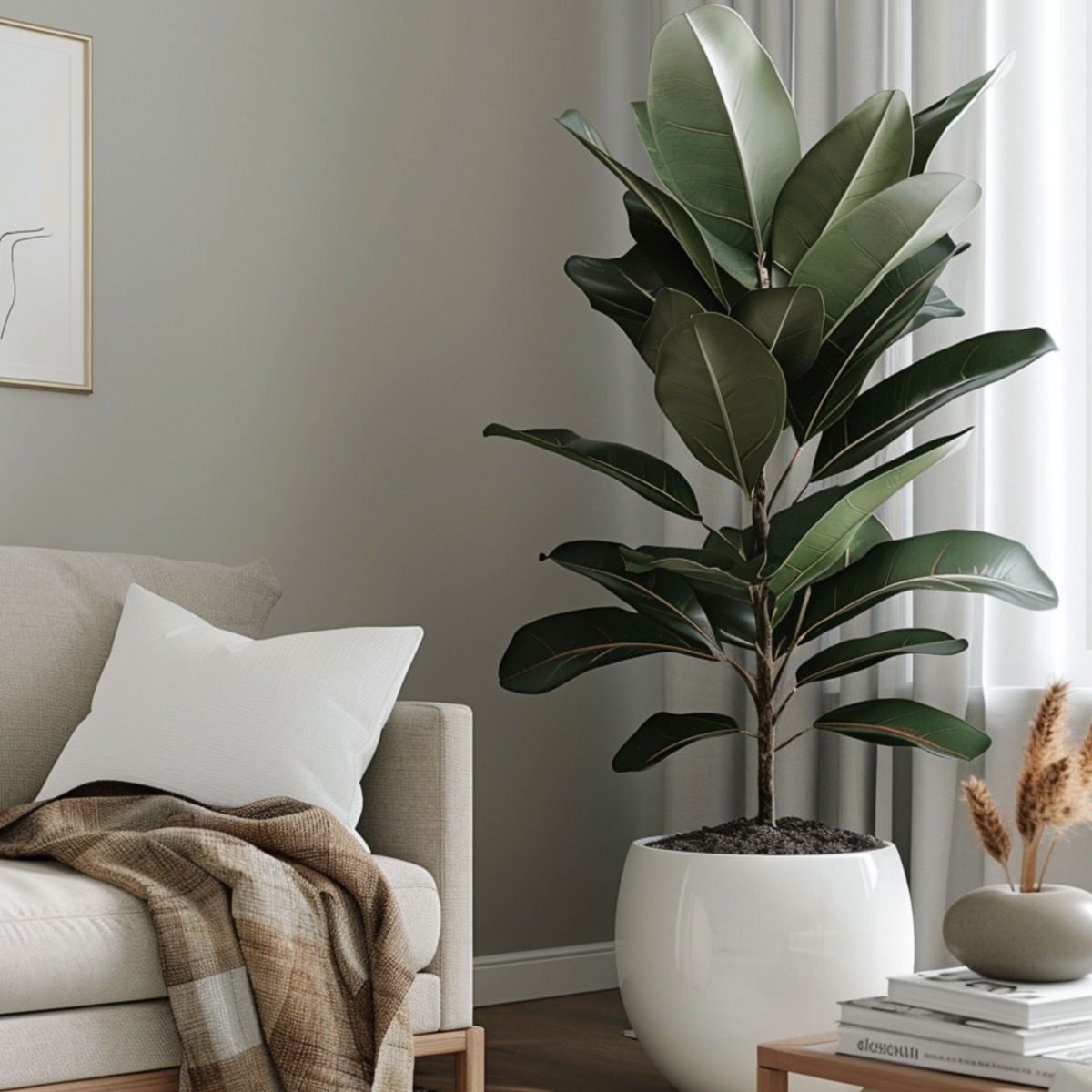 Ficus Gummibaum - Ficus Elastica 'Robusta' - Höhe 75-100Cm - ⌀24Cm 