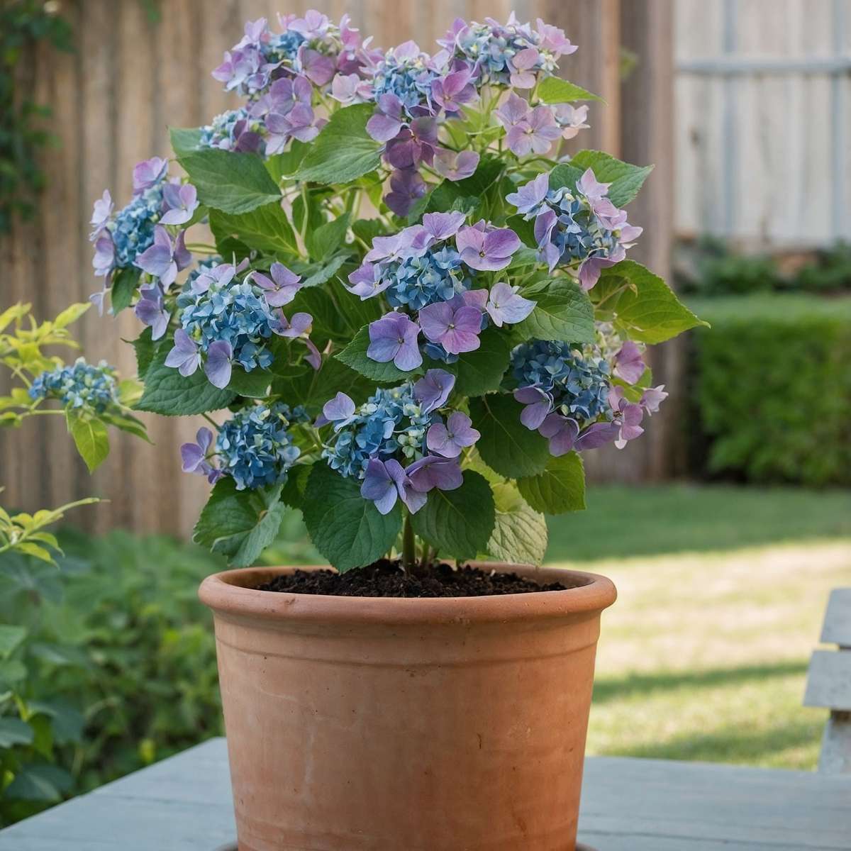 Hydrangea Hortensie - 3 Stk - Hydrangea Macrophylla Teller 'Nizza' - Höhe 25-40Cm - ⌀9Cm 