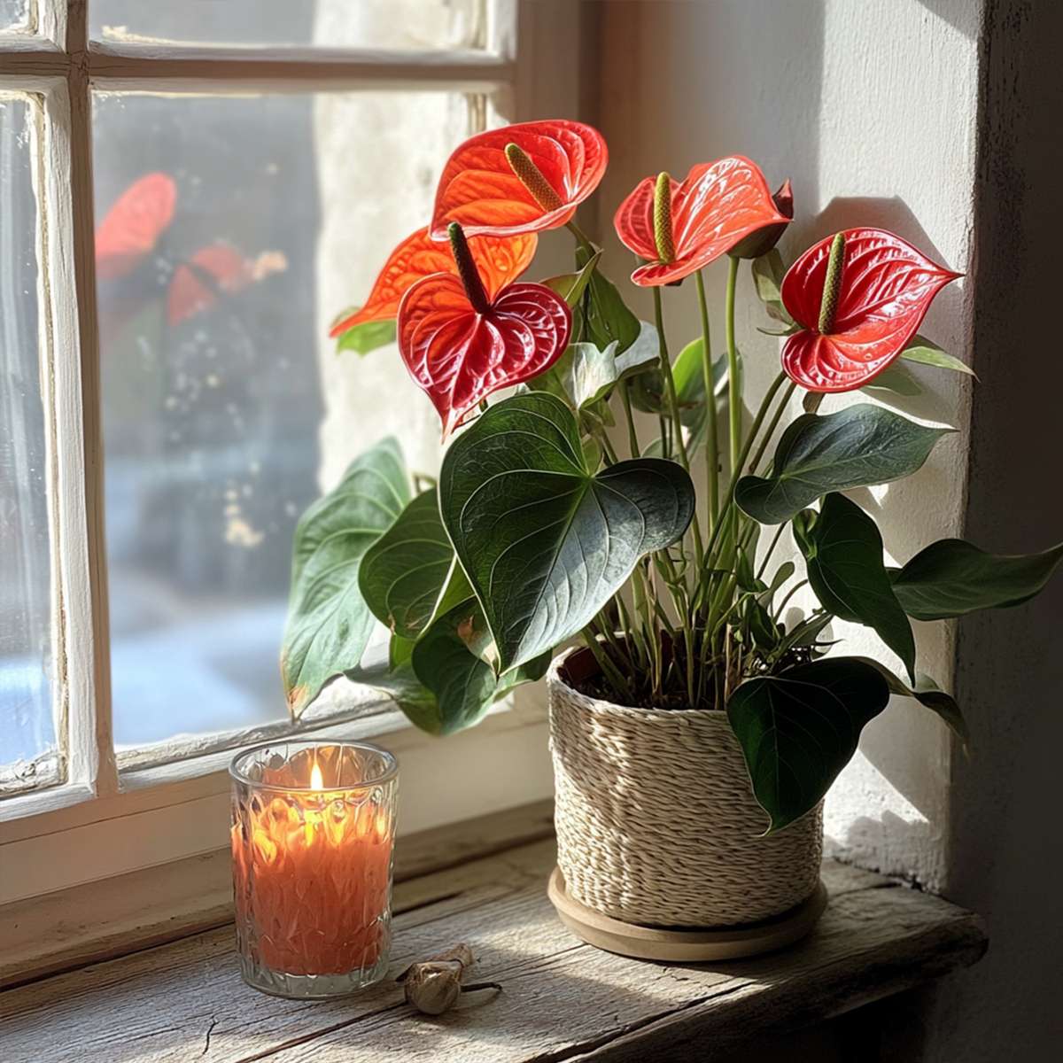Blooming Houseplants Flamingoblume - Anthurium 'Madural Orange' - Höhe 40-55Cm - Ø14Cm 