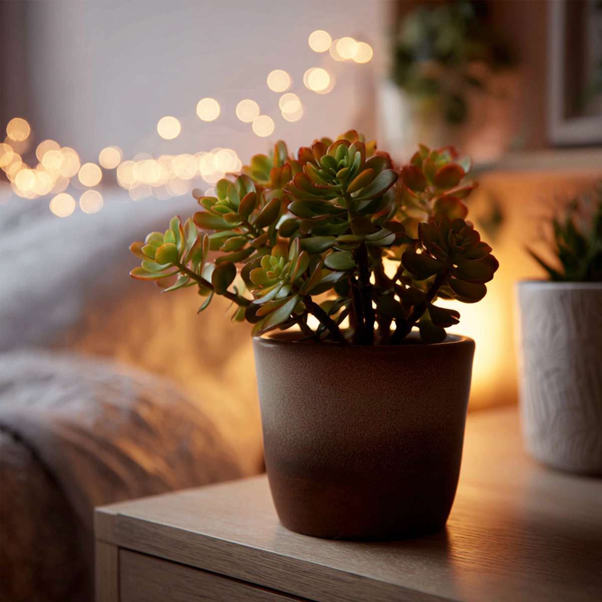 Succulents Jadepflanze - 2Er Set - Crassula Ovata 'Sunset' - Höhe 15-20Cm - ⌀12Cm 