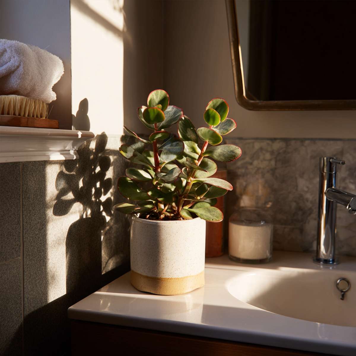 Succulents Jadepflanze - 2Er Set - Crassula Ovata 'Sunset' - Höhe 15-20Cm - ⌀12Cm 