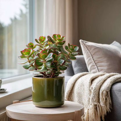 Succulents Jadepflanze - 2Er Set - Crassula Ovata 'Sunset' - Höhe 15-20Cm - ⌀12Cm 