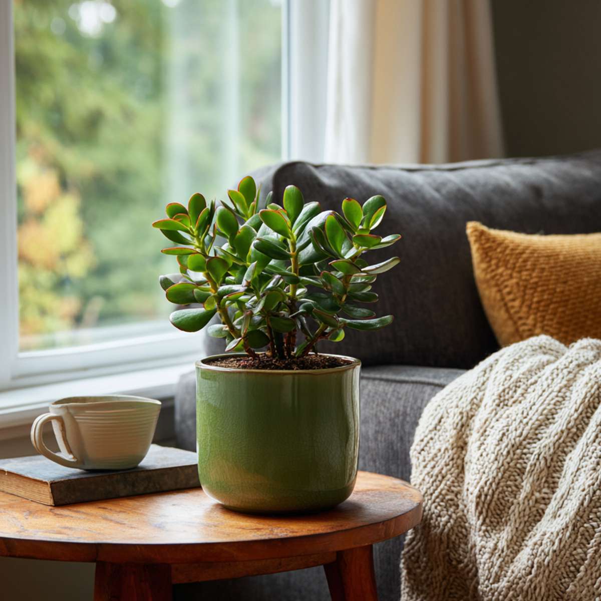 Succulents Jade-Pflanze - 2Er Set - Crassula Ovata - Höhe 15-25Cm - Ø12Cm 