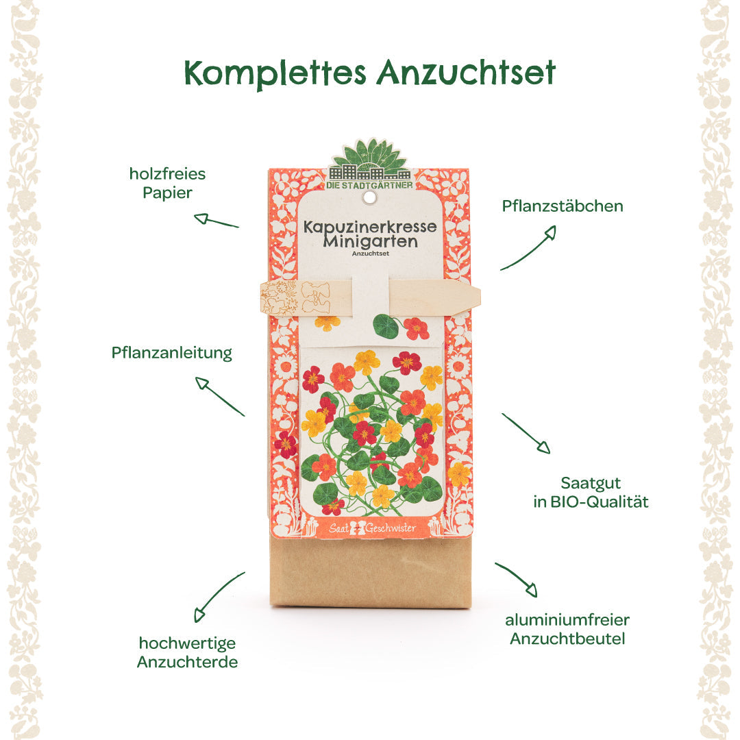 Anzuchtset – Minigarten BIO-Kapuzinerkresse 