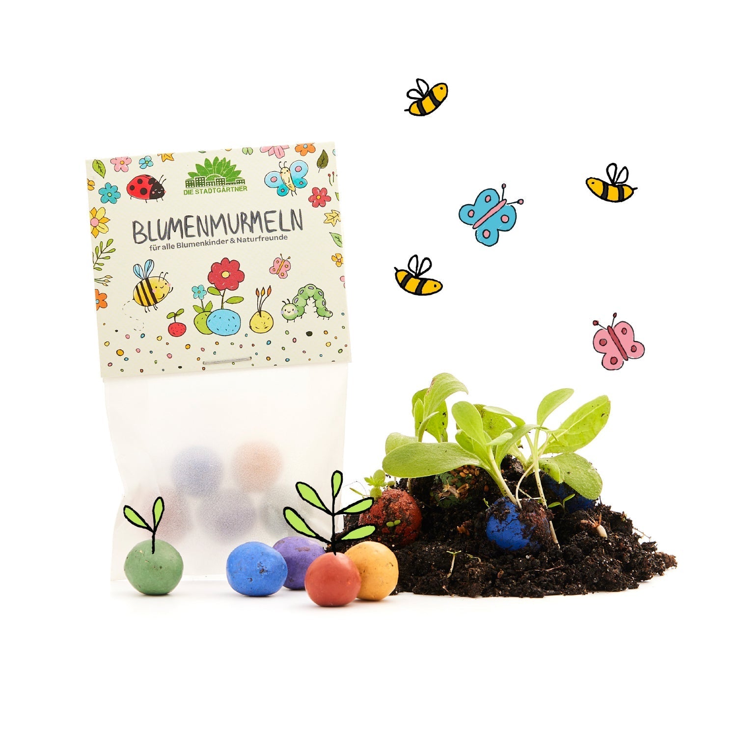 10x5 Blumenmurmeln im Tütchen 