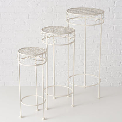 Hoher Beistelltisch weiß Metall Telefontisch Pflanzentisch Blumenständer Tisch 