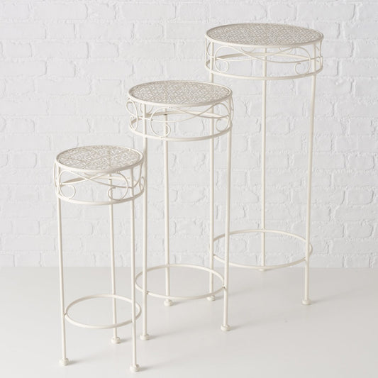 Hoher Beistelltisch weiß Metall Telefontisch Pflanzentisch Blumenständer Tisch 