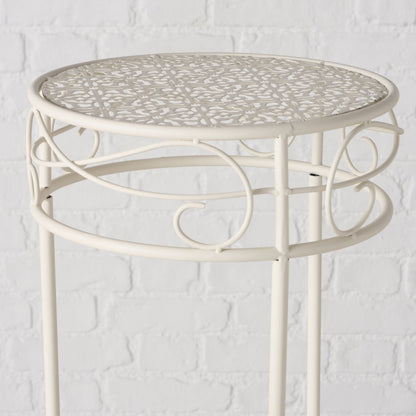 Hoher Beistelltisch weiß Metall Telefontisch Pflanzentisch Blumenständer Tisch 