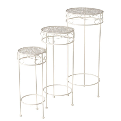 Hoher Beistelltisch weiß Metall Telefontisch Pflanzentisch Blumenständer Tisch 