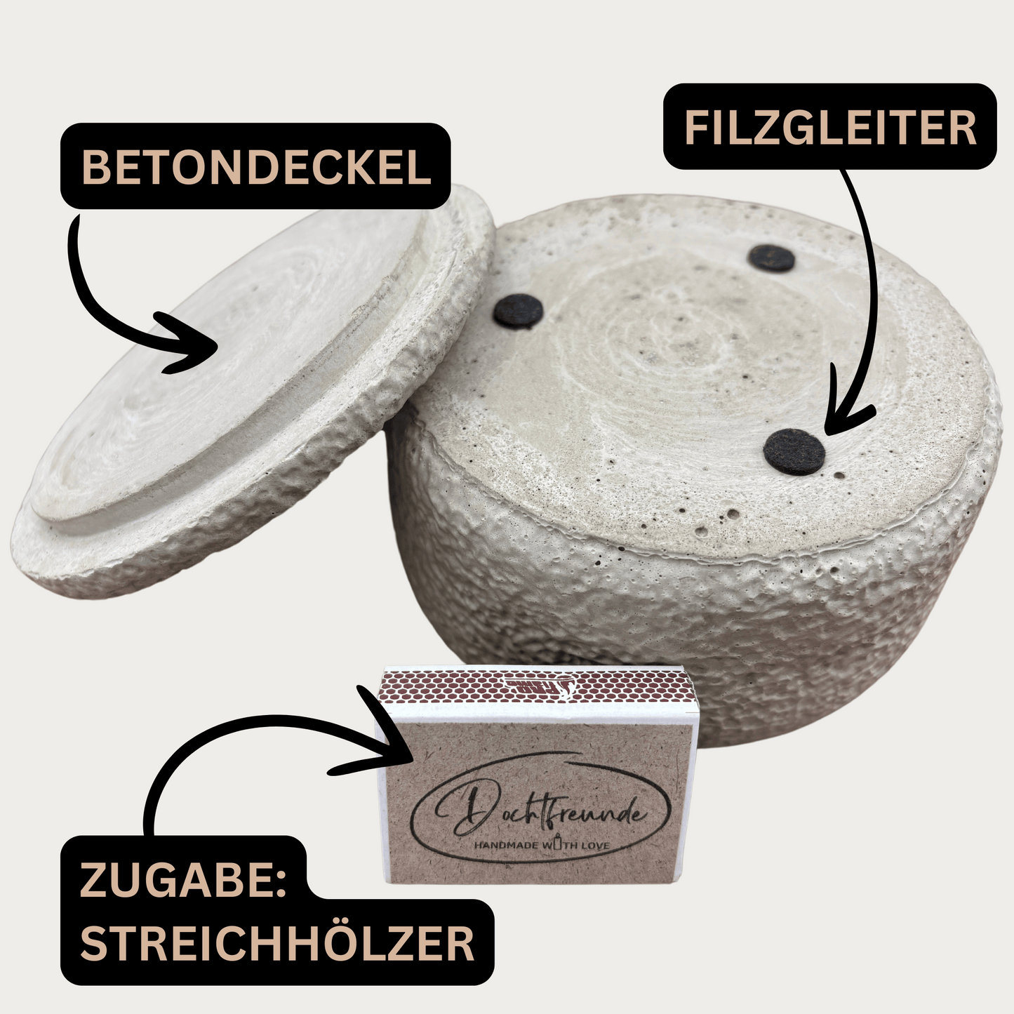 Zwei Docht Betonkerze Betongrau „Grey Orange“ für Herbst und Winter - Stilvolle Aroma Sojawachskerze für Ihr Zuhause. Mit Blütenverzierung und HOCHWERTIGEM Baumwolldocht aus dem Südschwarzwald 