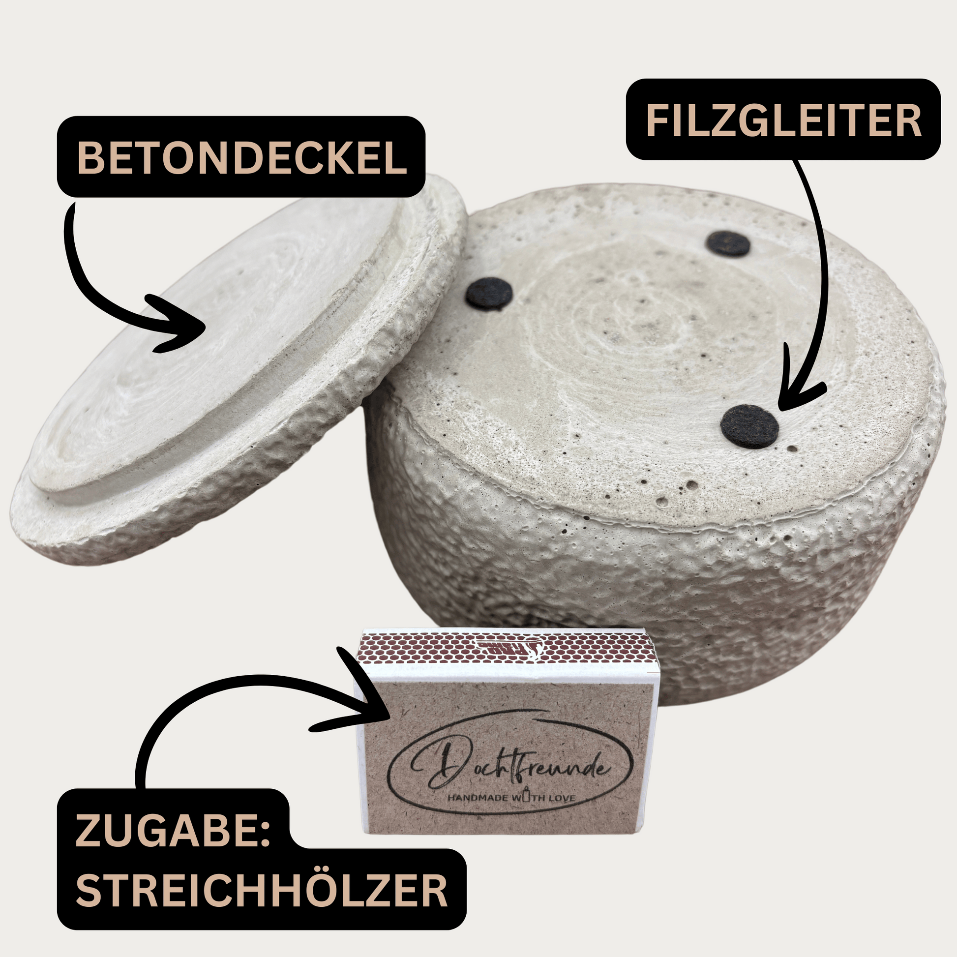 Zwei Docht Betonkerze Betongrau „Grey Orange“ für Herbst und Winter - Stilvolle Aroma Sojawachskerze für Ihr Zuhause. Mit Blütenverzierung und HOCHWERTIGEM Baumwolldocht aus dem Südschwarzwald 