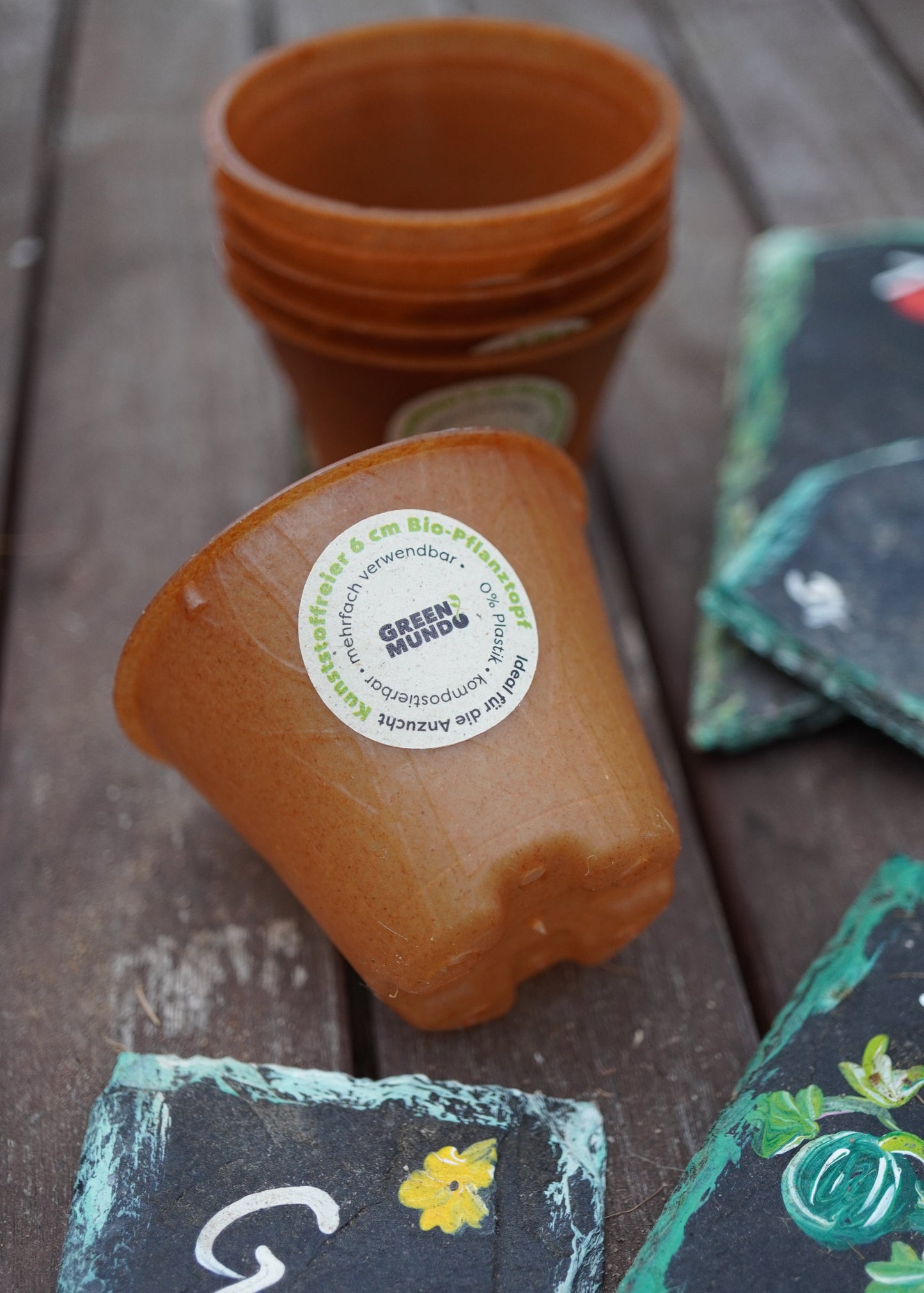 Bio-Pflanztopf 6cm plastikfrei – Kompostierbarer Anzuchttopf aus nachwachsenden Rohstoffen – Für Kräuter, Gemüse & Jungpflanzen – Mini TOPFI hellbraun