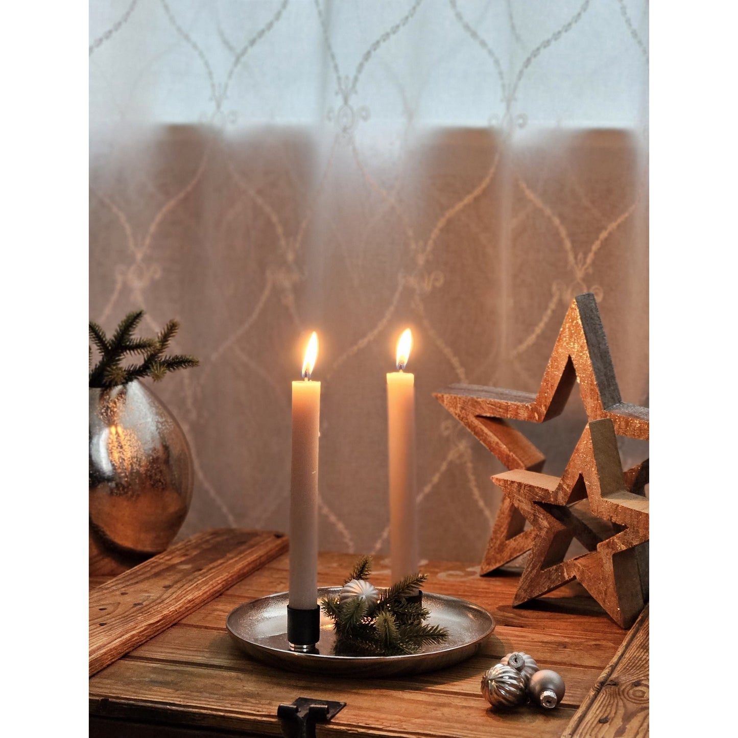 Dekoteller Silber Metall Teller Schale Dekotablett Kerzenteller Dekoschale Ø20cm 