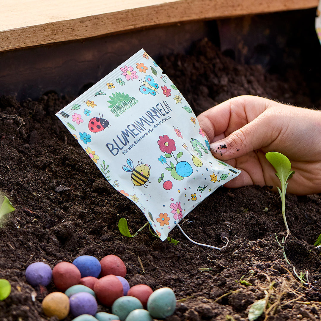 10x5 bunte Blumenmurmeln im Tütchen 