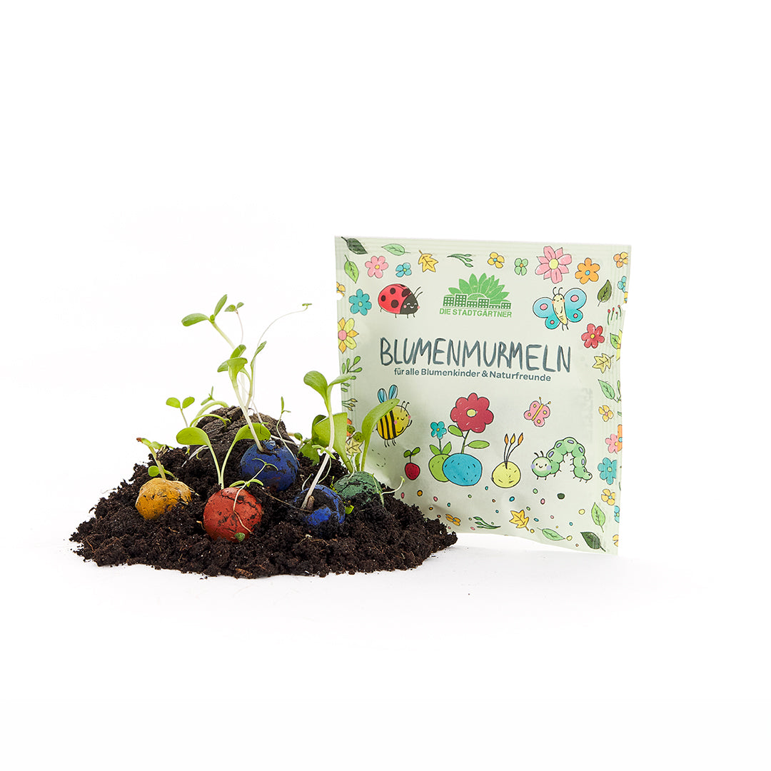 10x5 bunte Blumenmurmeln im Tütchen 