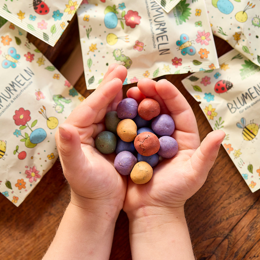 10x5 bunte Blumenmurmeln im Tütchen 