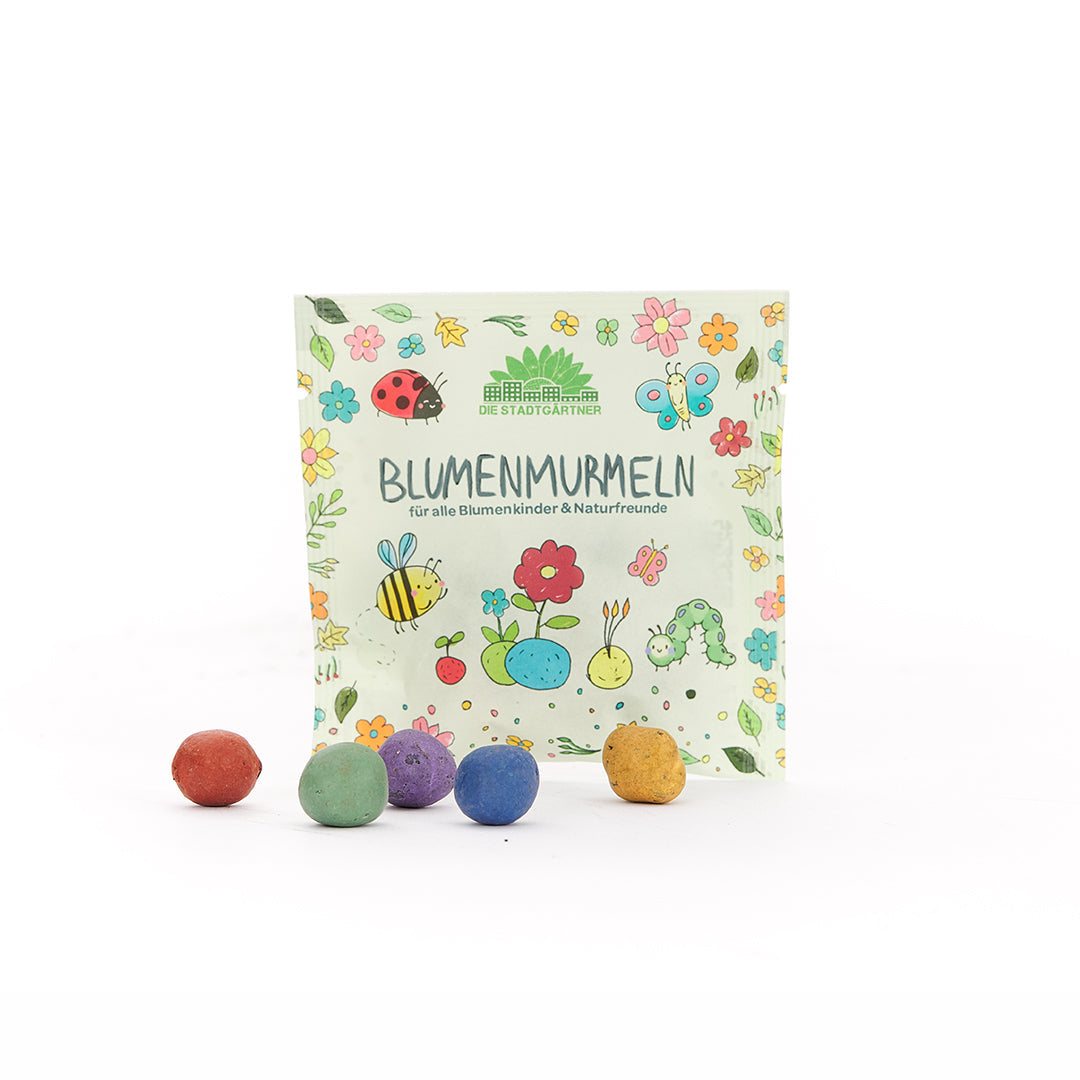 10x5 bunte Blumenmurmeln im Tütchen 