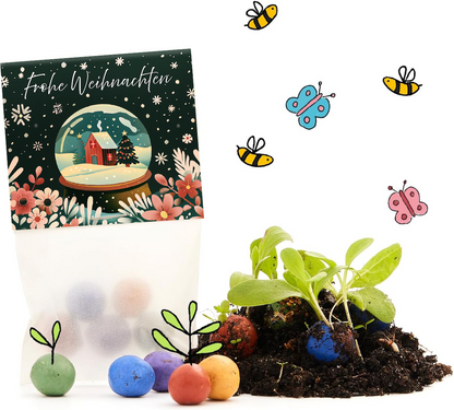 10x5 Blumenmurmeln im Tütchen "Schneekugel" 