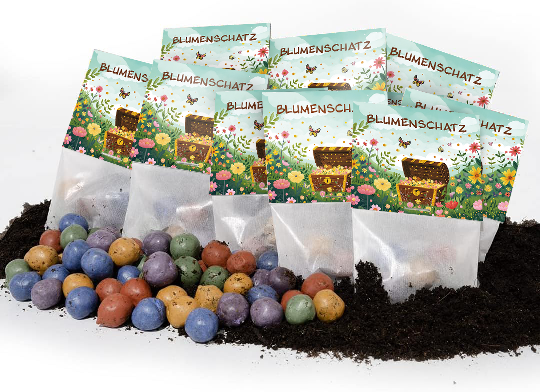10x5 Blumenmurmeln im Tütchen – Blumenschatz 
