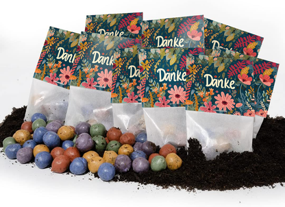 10x5 Blumenmurmeln im Tütchen – Danke 