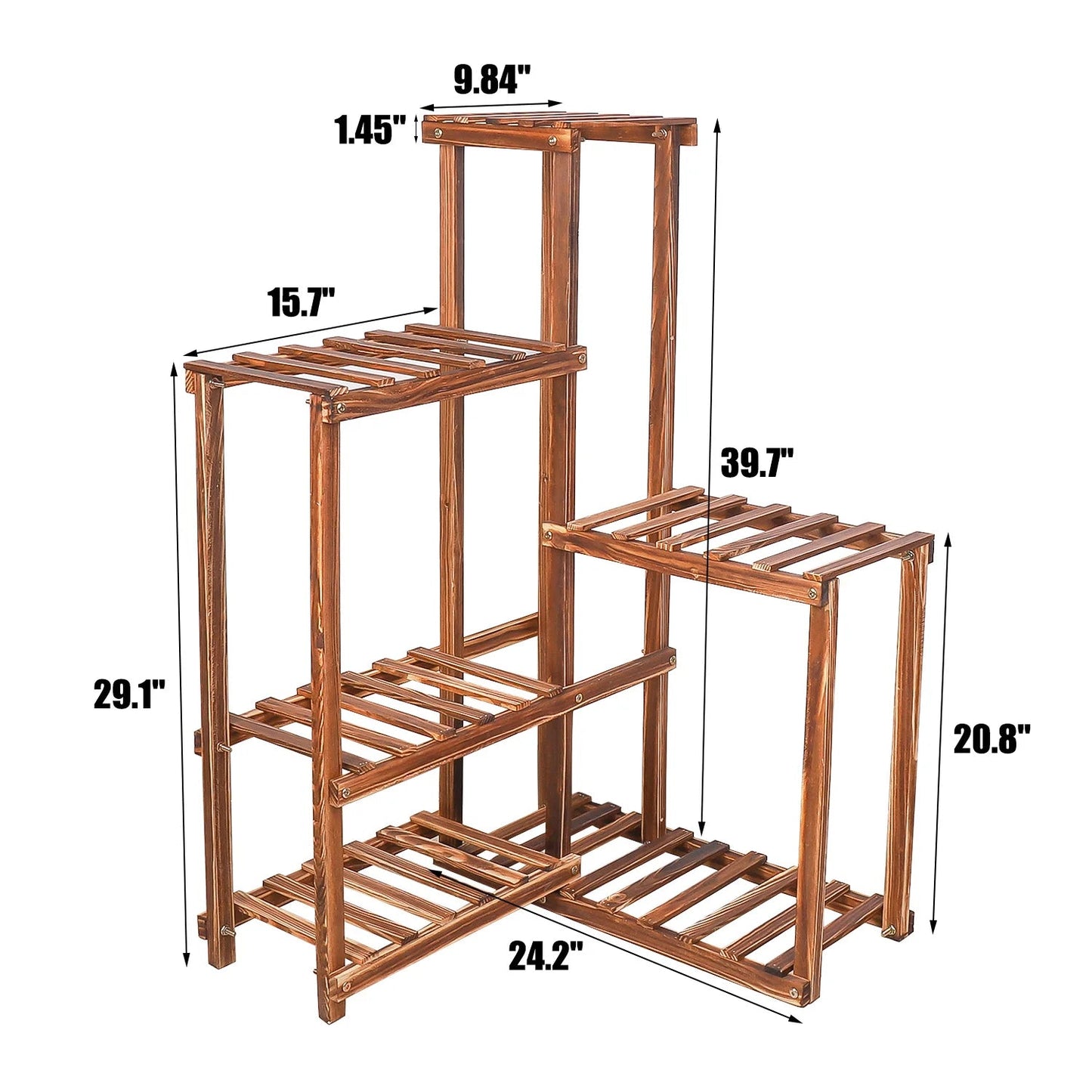 Corner Garden Plant Stand Wood Multi-Tiered Flower Display Rack Shelf 