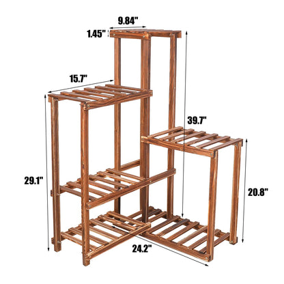 Corner Garden Plant Stand Wood Multi-Tiered Flower Display Rack Shelf 