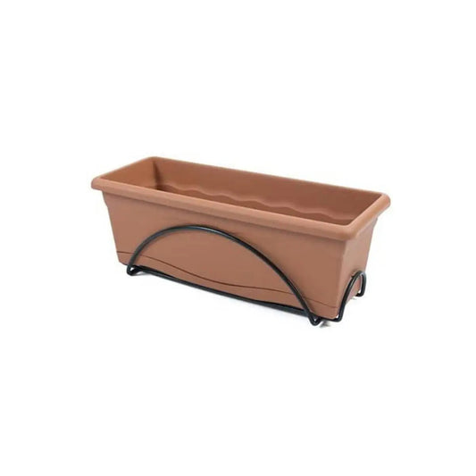 PLASTIKEN Large Jardiniere 50x20cm Floor Use Flower Pot with Tray Balcony Bracket Terracotta Powder Coated Item#8412524020013 
