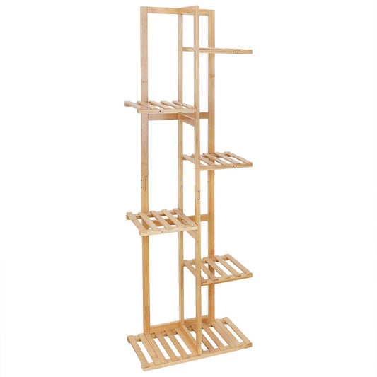 Bambus Pflanzenregal 124cm Hoch – Schwerlast Pflanzentreppe Indoor & Outdoor – Mehrstöckiges Blumenregal Holz für bis zu 50kg – Pflanzenständer für Balkon Wohnzimmer Garten 