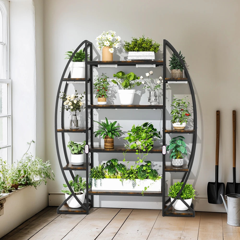 70 Inch Tall Indoor Plant Rack Flower Stand with Plant Grow Lights Storage Stand 