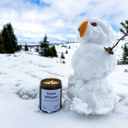 Duftkerze Snow Whisper – Winterduft Kerze aus Sojawachs – 170ml – Warm & klar mit Guajakholz Feige Kokos & Birke – Aromakerze im Glas