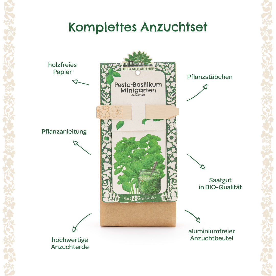 Anzuchtset – Minigarten BIO-Basilikum 