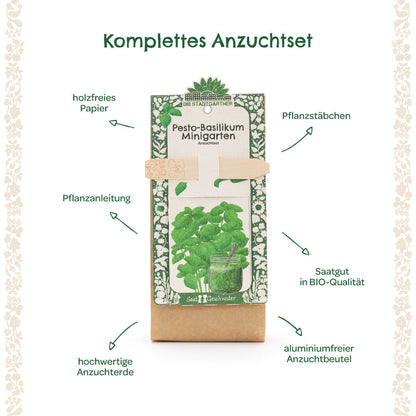 Anzuchtset – Minigarten BIO-Basilikum 