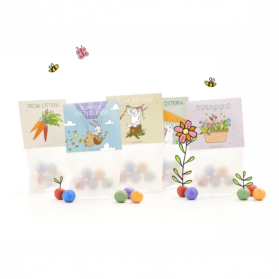 10x5 Blumenmurmeln im Tütchen – Osterdesign 