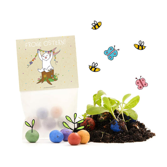 10x5 Blumenmurmeln im Tütchen "Osterhase" 