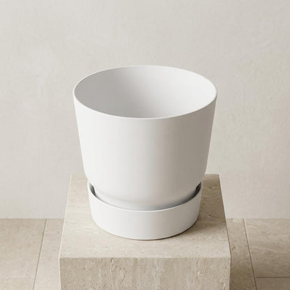 Pflanztopf Greenville Round Weiß – D20cm x H18cm – Moderner Blumentopf mit Wasserspeicher – Für Innen & Außen – Aus recyceltem Kunststoff – Mattweiß 