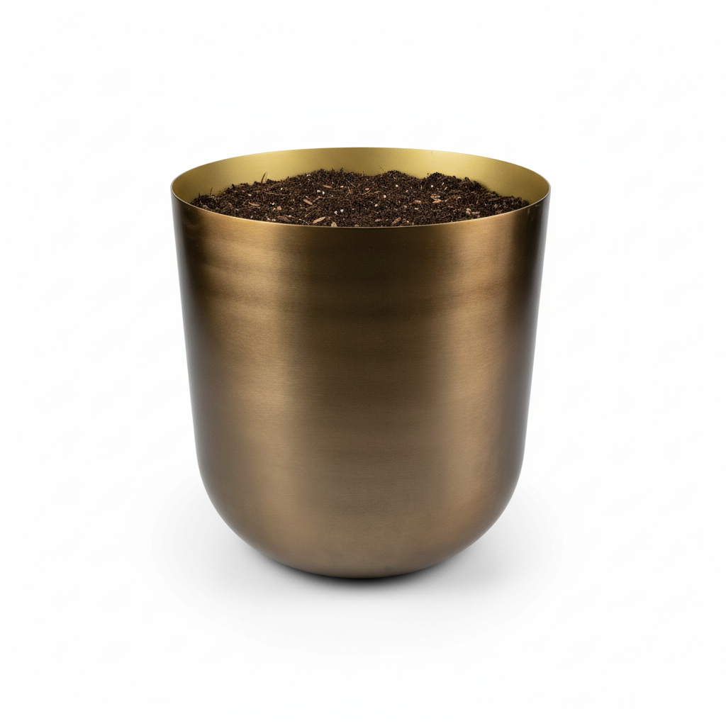 Pflanztopf Mayk Gold – D20cm x H22cm – eleganter Blumentopf mit Bronze-Gold-Optik – dekorativer Übertopf für Zimmerpflanzen Wohnzimmer & Büro 
