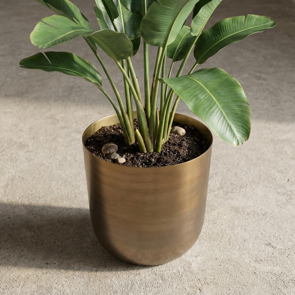 Pflanztopf Mayk Gold – D20cm x H22cm – eleganter Blumentopf mit Bronze-Gold-Optik – dekorativer Übertopf für Zimmerpflanzen Wohnzimmer & Büro 